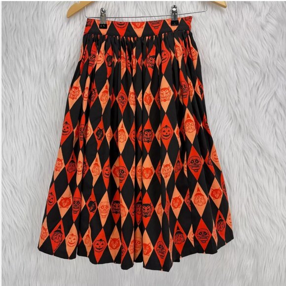 VIXEN BEN COOPER Trick R Treat Swing Skirt Halloween Pleated Retro Whimsigoth - Picture 16 of 16